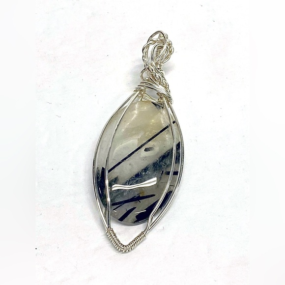 HANDMADE Statement Pendant Black Rutile Quartz Hand Wrapped,Jewelry Gift for Her - Picture 1 of 10